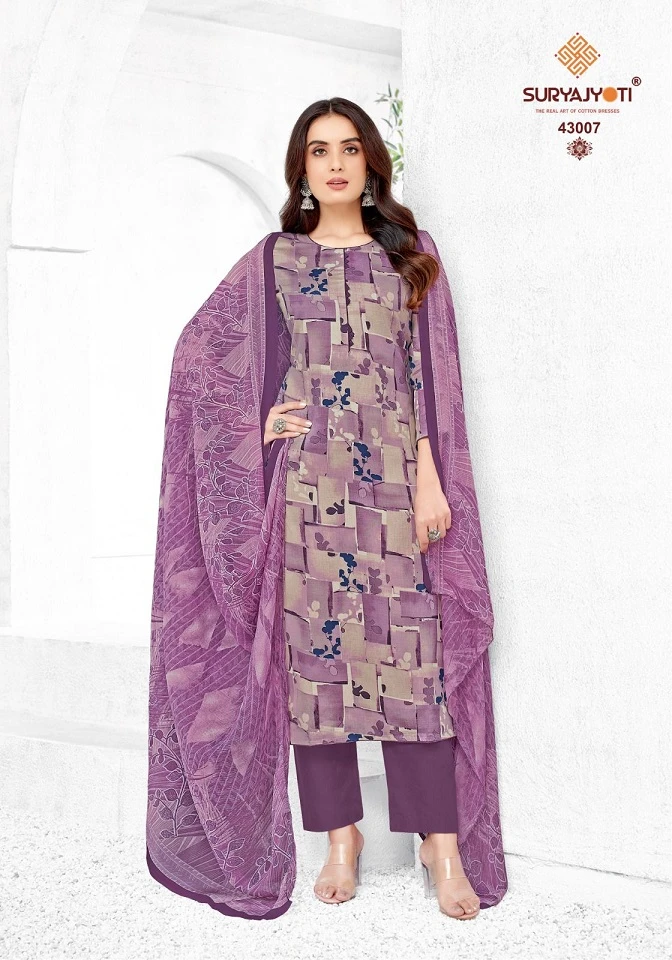 Suryajyoti Naisha Vol 43 Jaam Satin Wholesale Salwar Suit Catalog — Wholesale Salwar Suits, MPA wholesale from Surat — view 4